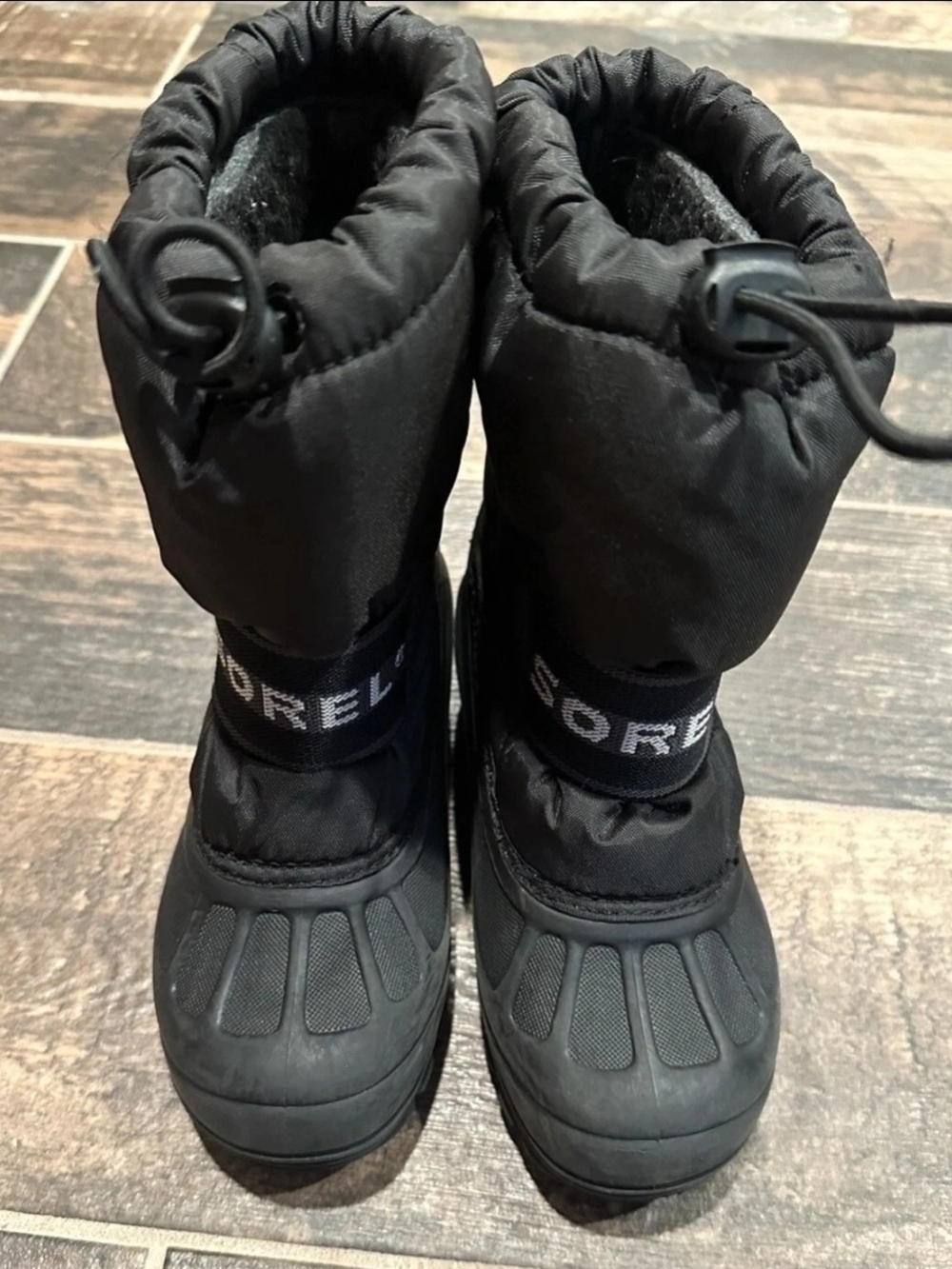 Sorel Kids Black Insulated Snow Boots with Drawcord